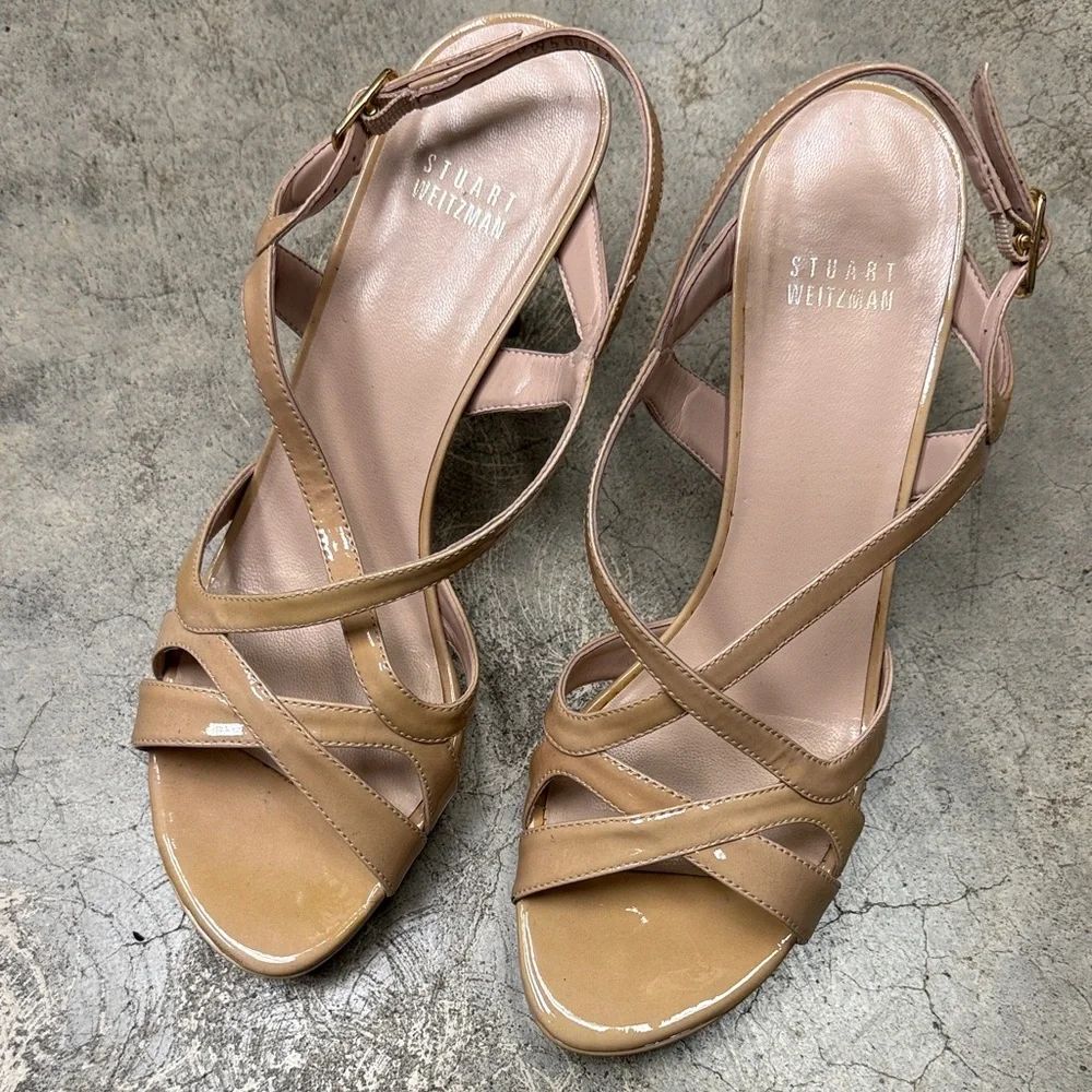 * Stuart Weitzman Beige Strappy Heels - Picture 3 of 9